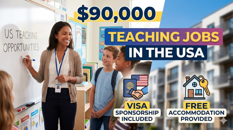 $90,000 Teaching Jobs in USA with Visa Sponsorship and Free Accommodation